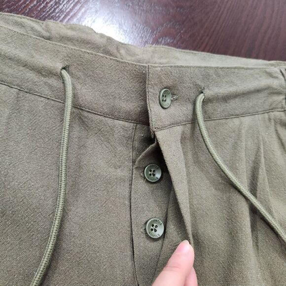 ESNTLS Mens Chino Drawstring Pleated Cuffed Casual Preppy Shorts Stretch Green M - Picture 8 of 10